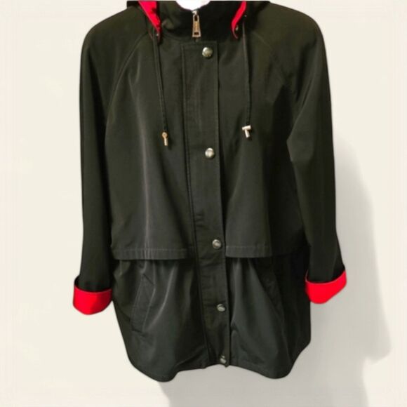 NAUTICA PLUS SIZE Maroon & Black Hooded Zip InLiner Waterproof Jacket Size 2X 3X - Picture 1 of 16